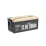 Power Queen 200 Ah Plus Lithium Batterie 12.8 V Tiefezyklen, Über 4000 Zyklen, Eingebaut 200 A BMS,...