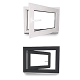 Kellerfenster - Kunststoff - Fenster - innen weiß/außen anthrazit - BxH: 80 x 40 cm - 800 x 400 mm...