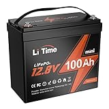 LiTime LiFePO4 12V 100Ah Mini Lithium Batterie, Max. 15000 Deep Cycles Zyklen und 1280Wh...