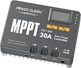 Power Queen 30A MPPT-Solarladeregler, 12/24V Max 900W Eingangsleistung, Verkauft mit...