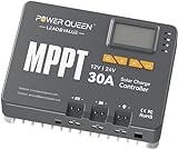 Power Queen 30A MPPT-Solarladeregler, 12/24V Max 900W Eingangsleistung, Verkauft mit...