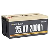 Power Queen 25,6V 200Ah LiFePO4 Lithium Batterie LiFePO4 24V Akku mit 200A BMS, 5120Wh Tiefe Zyklen...