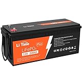 LiTime LiFePO4 12V 200Ah Plus Lithium Batterie Eingebautes 200A BMS, 4000-15000 Zyklen und 10 Jahre...