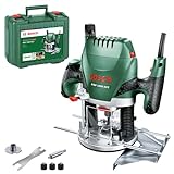 Bosch Oberfräse POF 1400 ACE (1400 W; für Holzbearbeitung; 3x Spannzange; Fräser;...