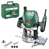 Bosch Oberfräse POF 1400 ACE (1400 W; für Holzbearbeitung; 3x Spannzange; Fräser;...