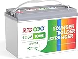 Redodo 12V 100Ah LiFePO4 Batterie, 1280Wh Lithium Akku über 4000 Mal Tiefzyklus, wiederaufladbare...
