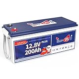 Timeusb 12V 200Ah PLUS LiFePO4 Batterie, integriertes 200A BMS, Tiefzyklus-Batterie mit max. 2560W...