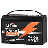 LiTime 12V 100Ah LiFePO4 Batterie, 1280Wh Lithium Akku mit 100A BMS, Max. 15000 Zyklen Ladezyklen,...