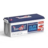 Timeusb 24V 100Ah LiFePO4 Batterie, integriertes 100A BMS, 2560Wh Lithium Batterie, 10 Jahre...