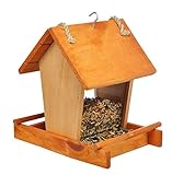 Vogelfutterhaus aus Holz Futterhaus Vogel Futterstation 20 x 16 x 22 cm mit 2 Plexiglasscheiben