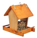 Vogelfutterhaus aus Holz Futterhaus Vogel Futterstation 20 x 16 x 22 cm mit 2 Plexiglasscheiben