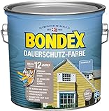 Bondex Dauerschutz Farbe Taubenblau 2,5 L für 22,5 m² | Hervorragende Farbstabilität | Wetter-...