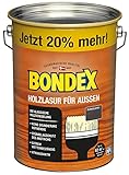 Bondex Holzlasur für Außen Dunkelgrau 4,8 L für 62 m² | Hoher Wetter- und UV-Schutz |...