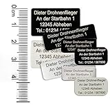 MJ Drohnen-Kennzeichen, Namensschild oder mit ab 2021 geforderte e-ID, bis zu 4 Zeilen, 28x16mm, Alu...